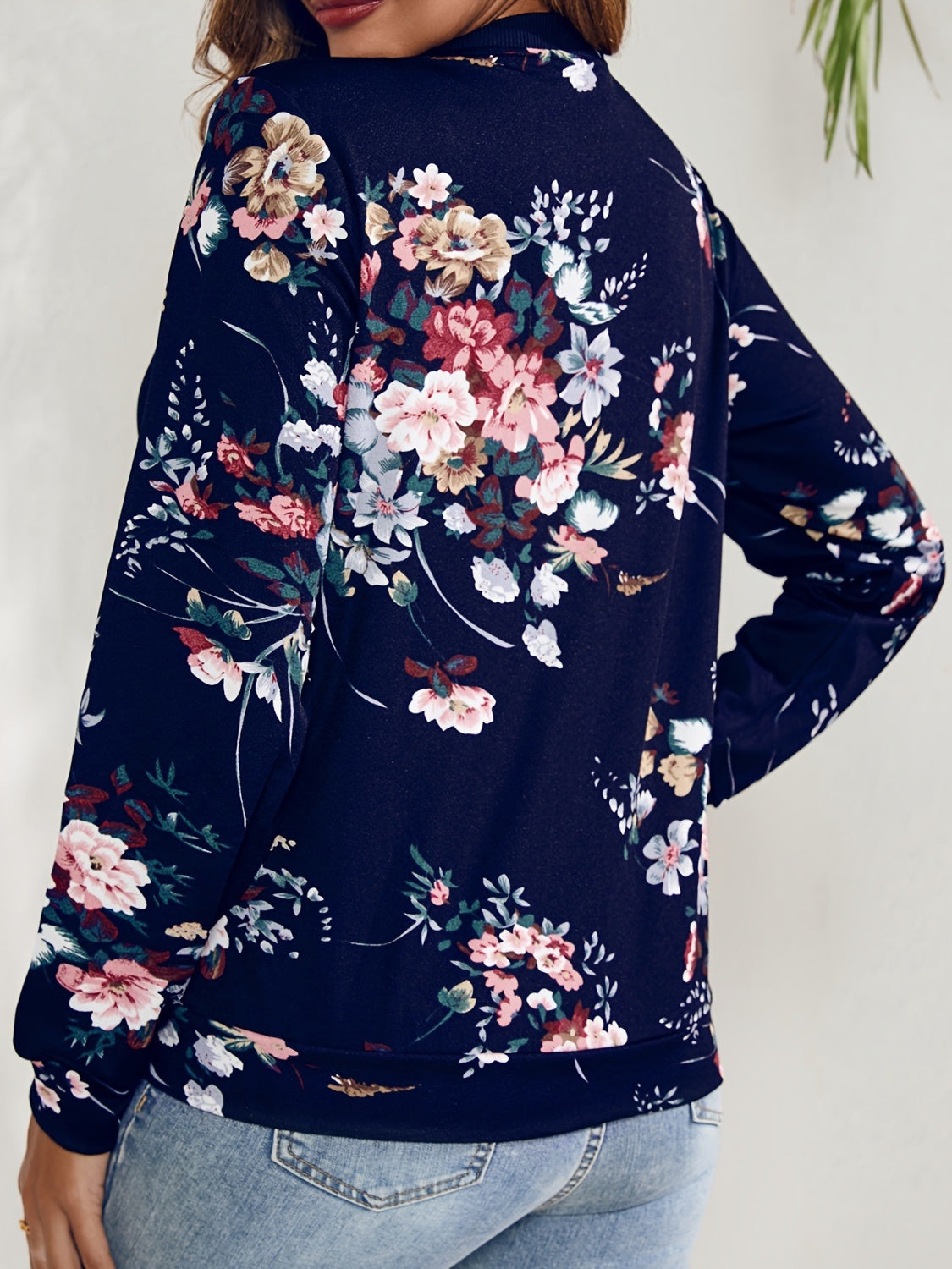 Printed Zip Up Long Sleeve Jacket