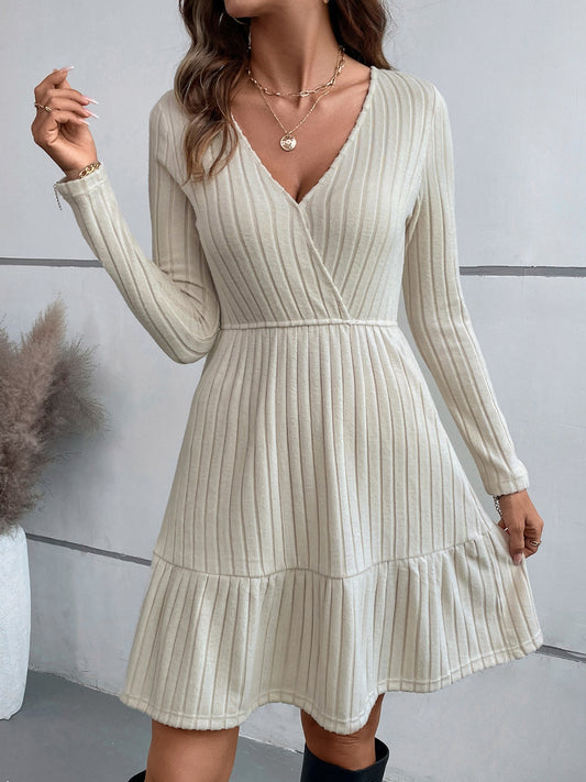 Ruffle Hem Long Sleeve Dress