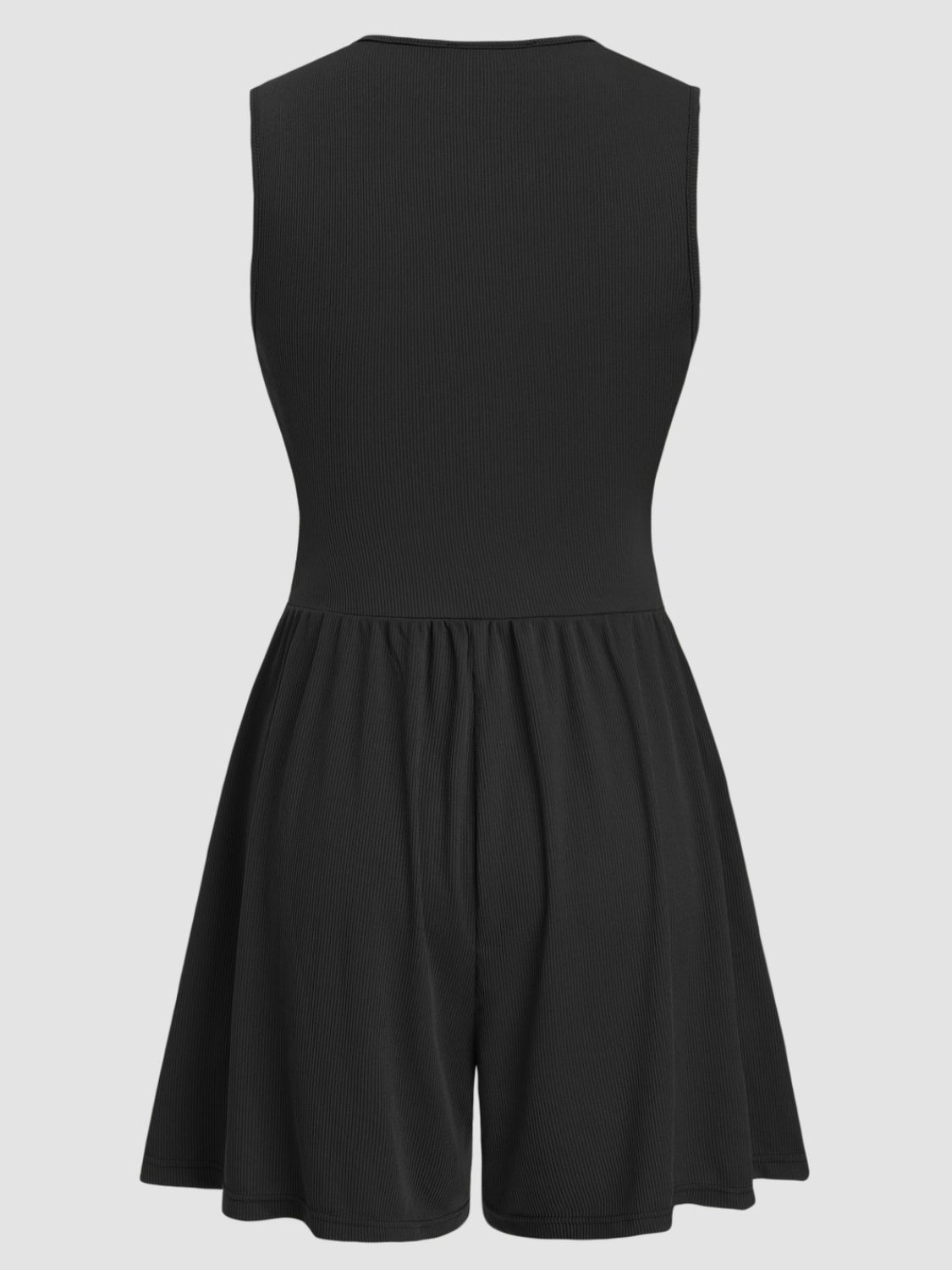 Ruched Plunge Neck Sleeveless Romper