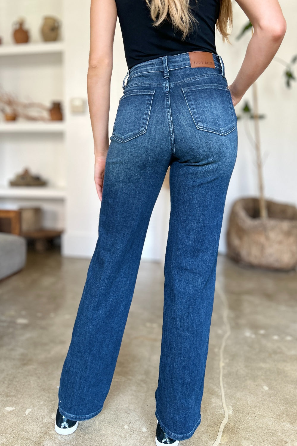 Blue Full Size Tummy Control Straight Jeans