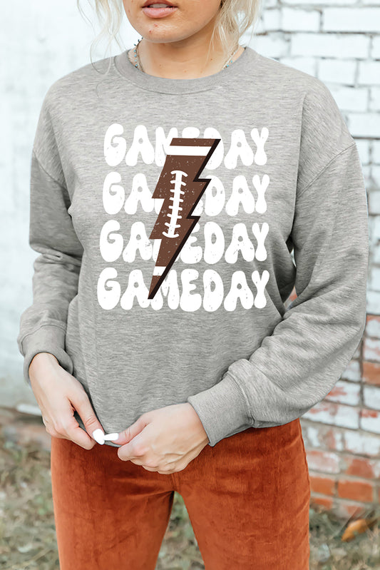 Game Day Round Neck Long Sleeve Sweatshirt