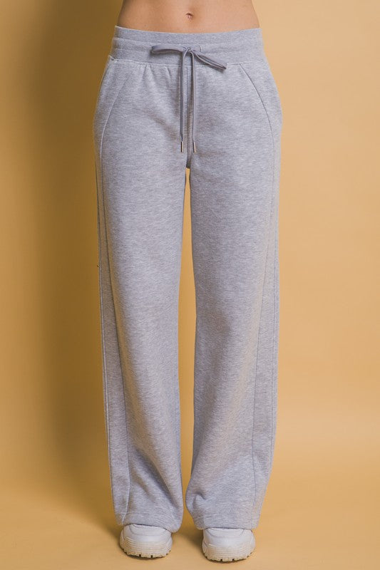 Drawstring Wide Leg Sweatpants with Pockets