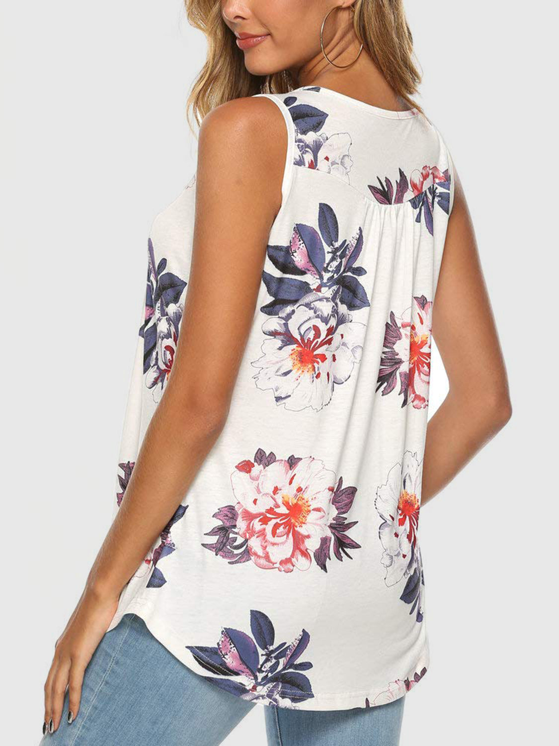 Floral Print Round Neck Tank