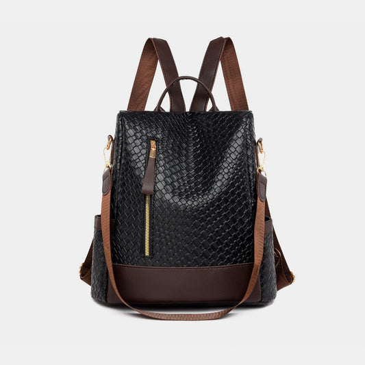 Textured PU Leather Backpack Bag