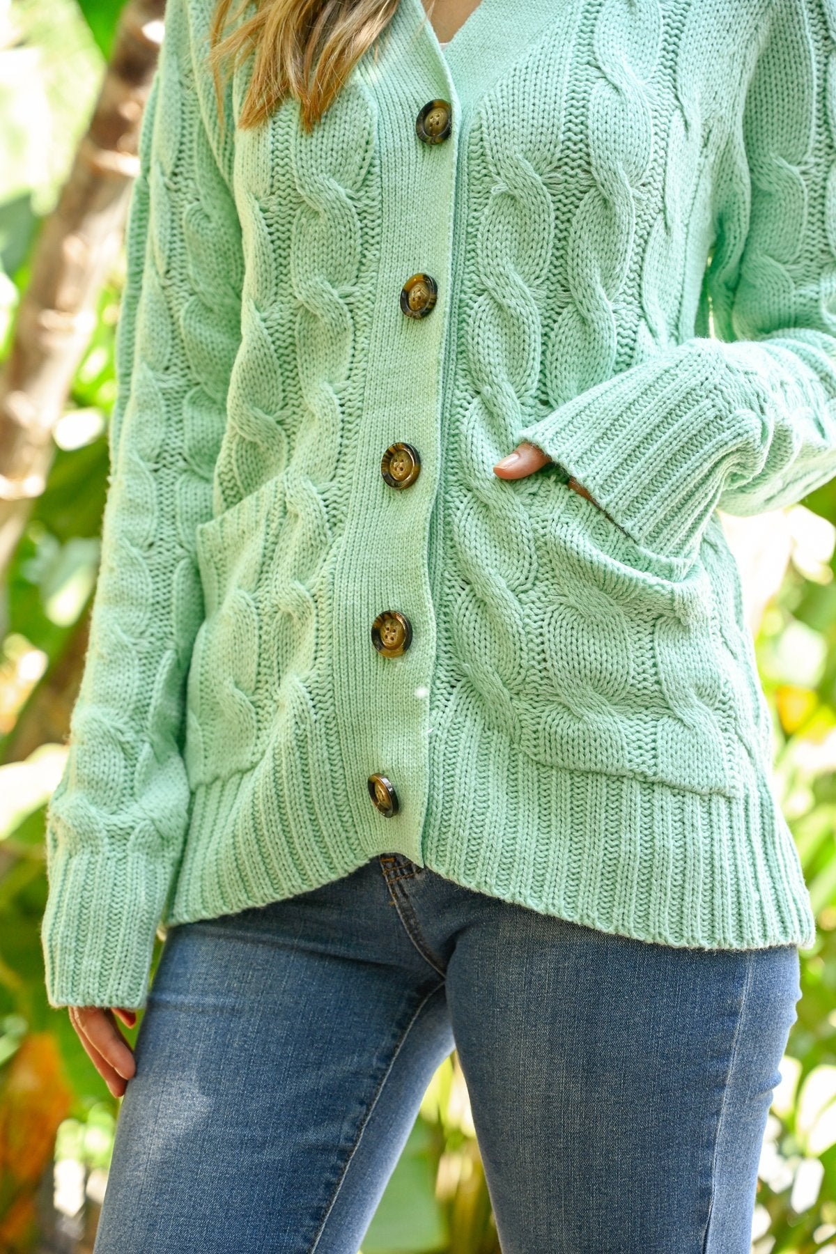 Cable Knit Sweater With Pockets