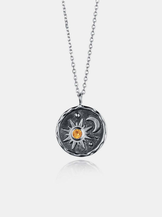 Alloy Inland Zircon Sun & Moon Necklace