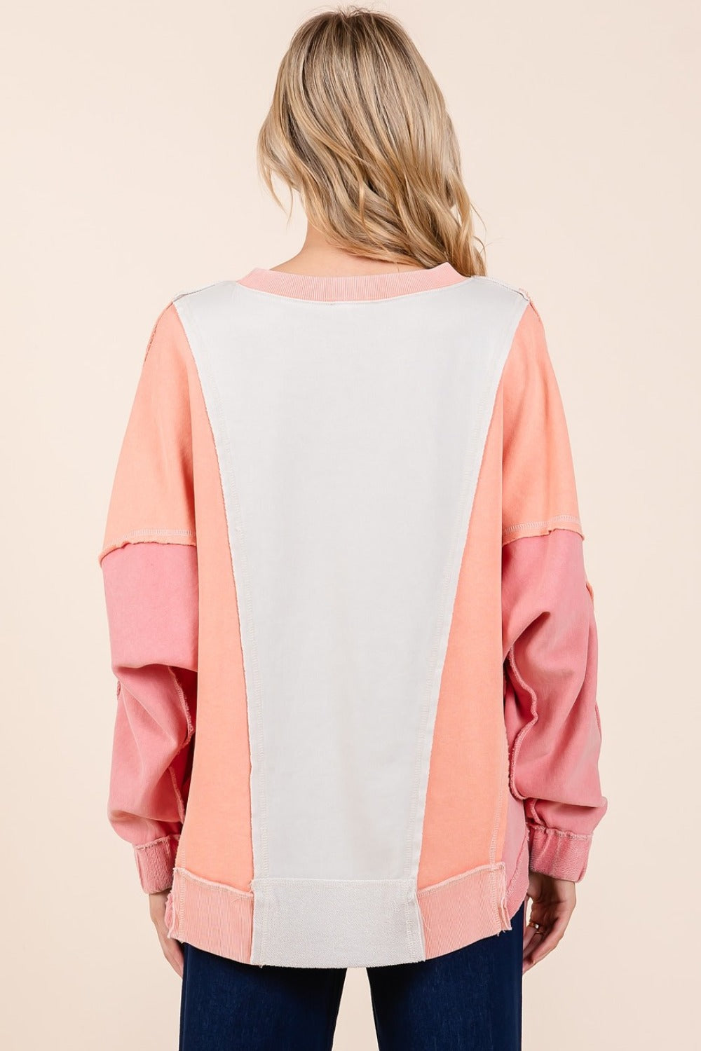 Mineral Wash Color Block Sweatshirt