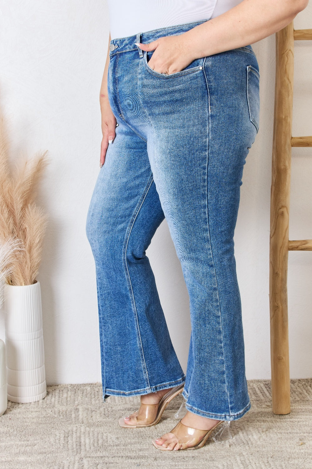 Full Size High Rise Ankle Flare Jeans