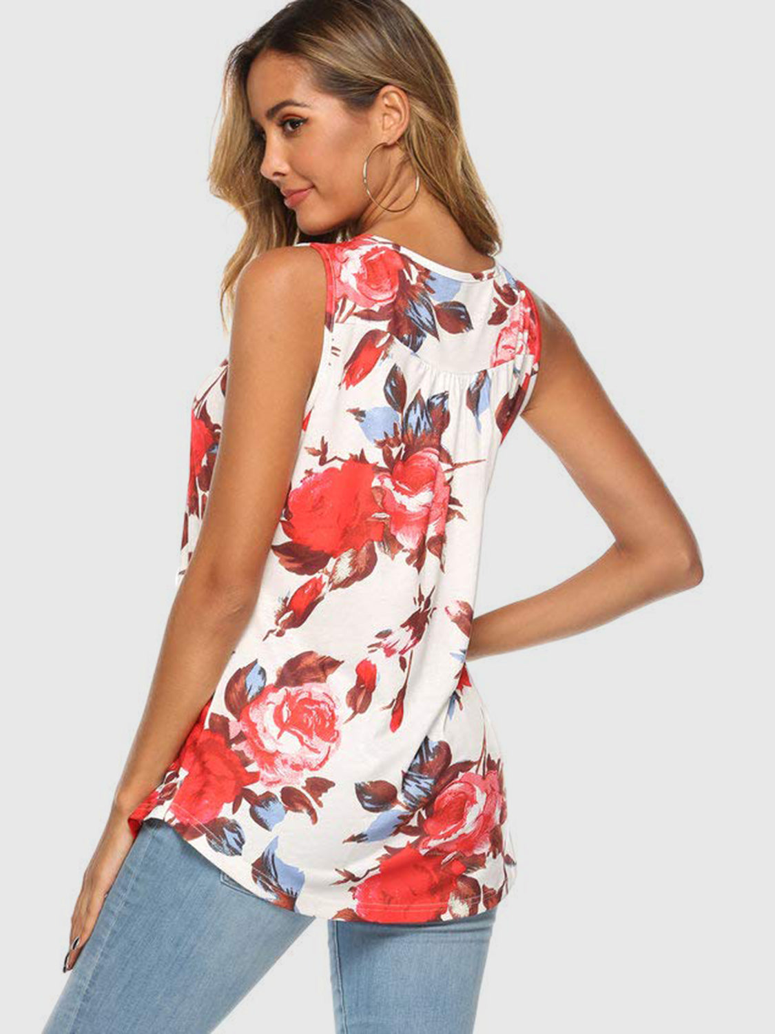 Floral Print Round Neck Tank