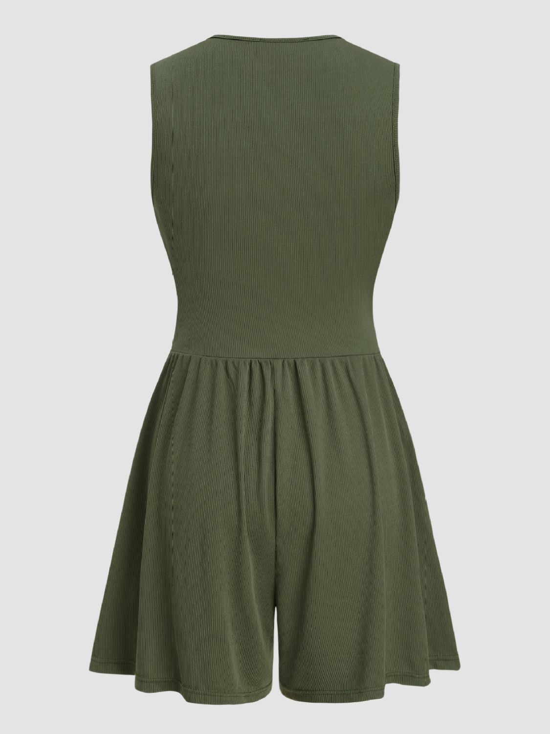 Ruched Plunge Neck Sleeveless Romper