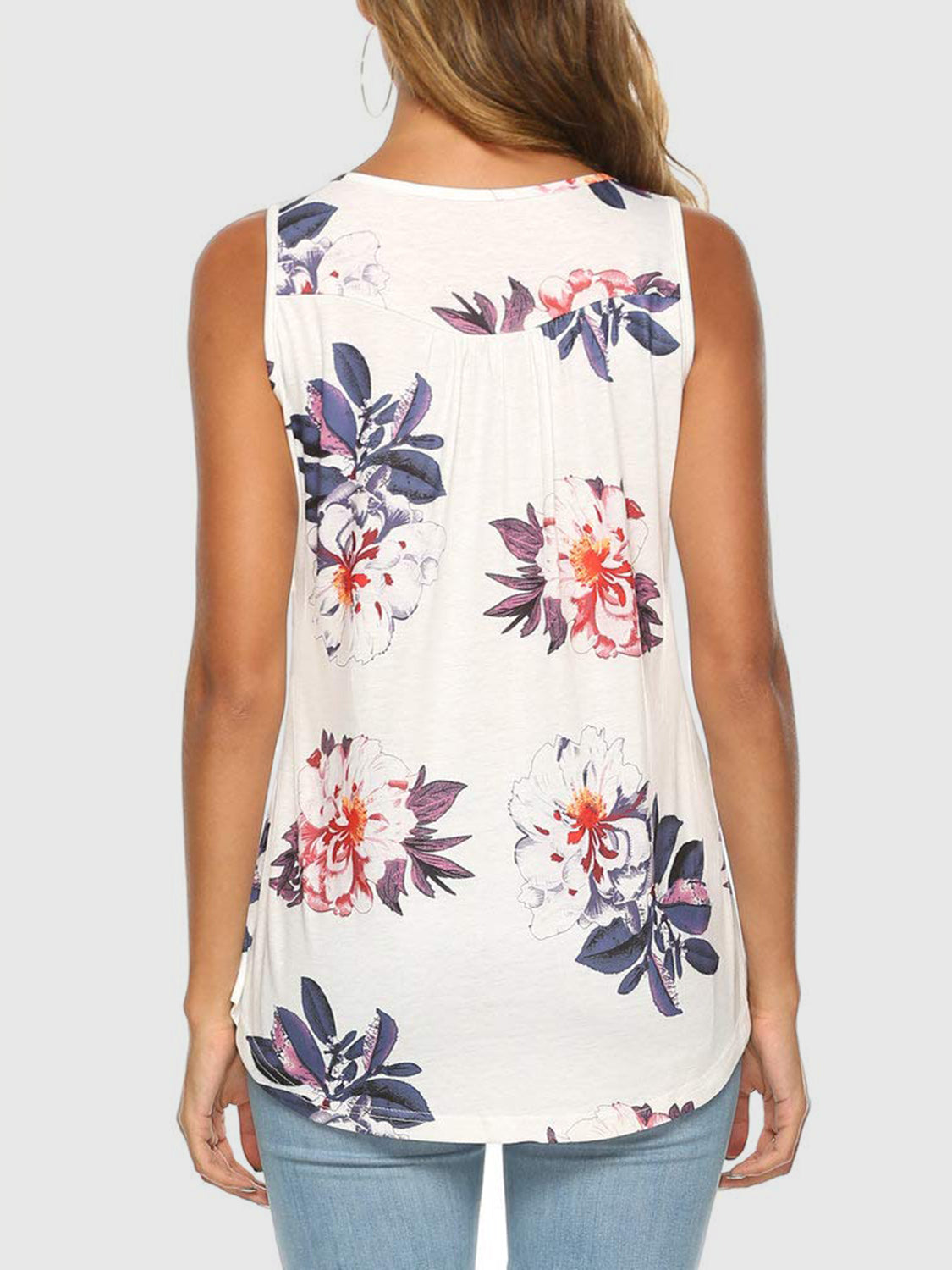 Floral Print Round Neck Tank