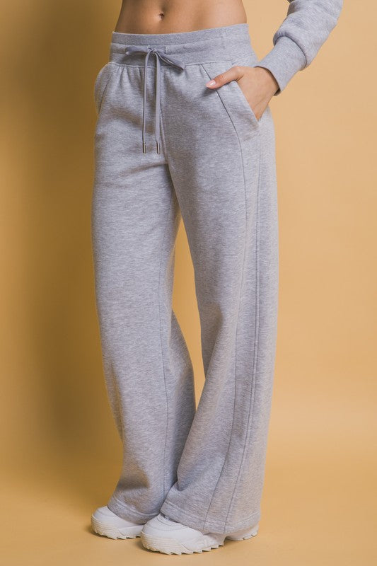 Drawstring Wide Leg Sweatpants with Pockets