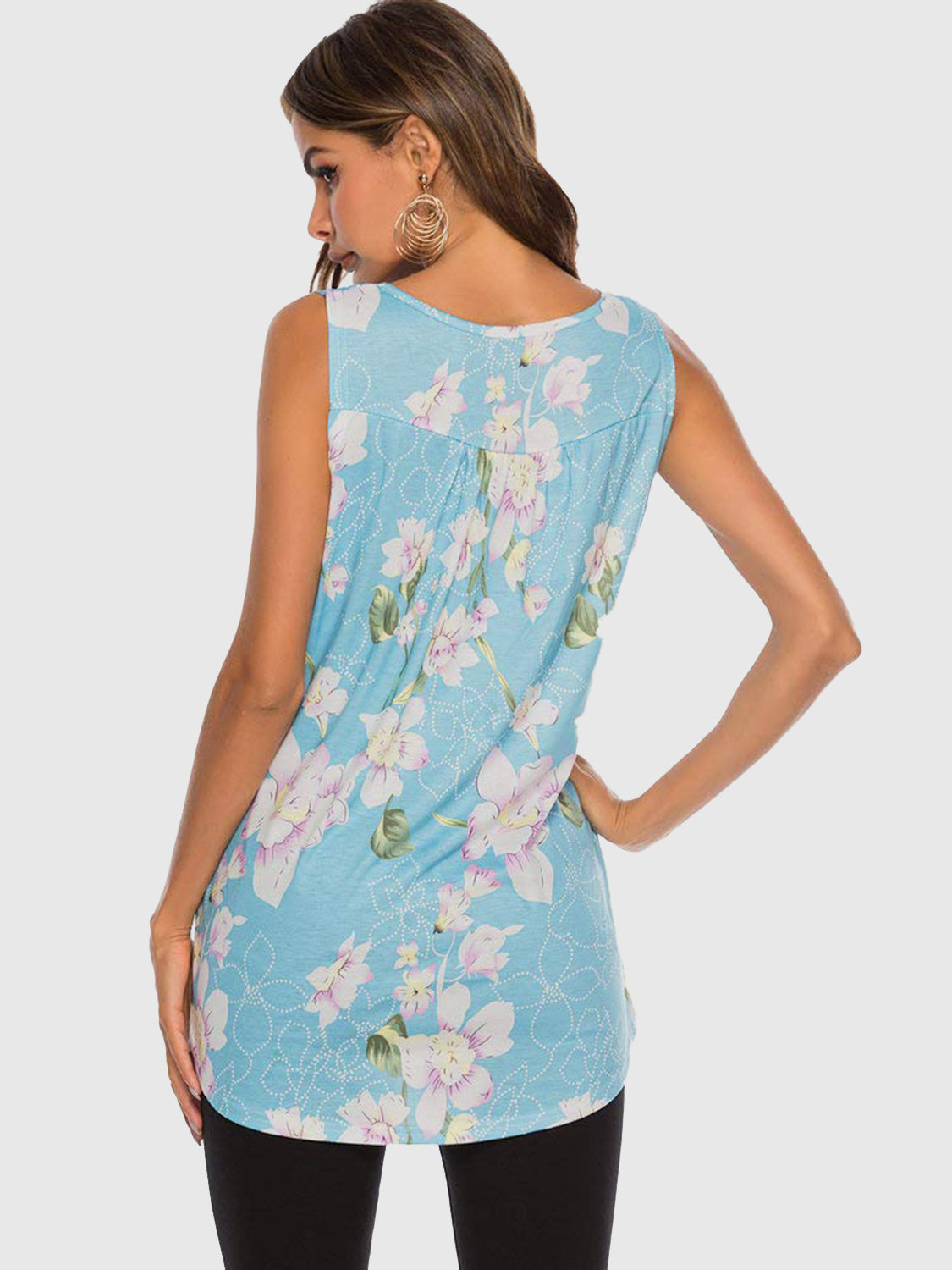 Floral Print Round Neck Tank