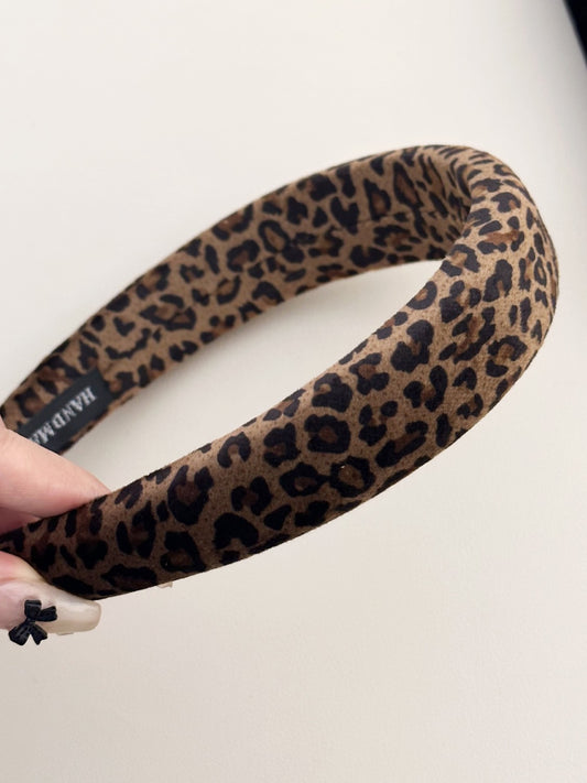 Leopard Print Polyester Wide Headband