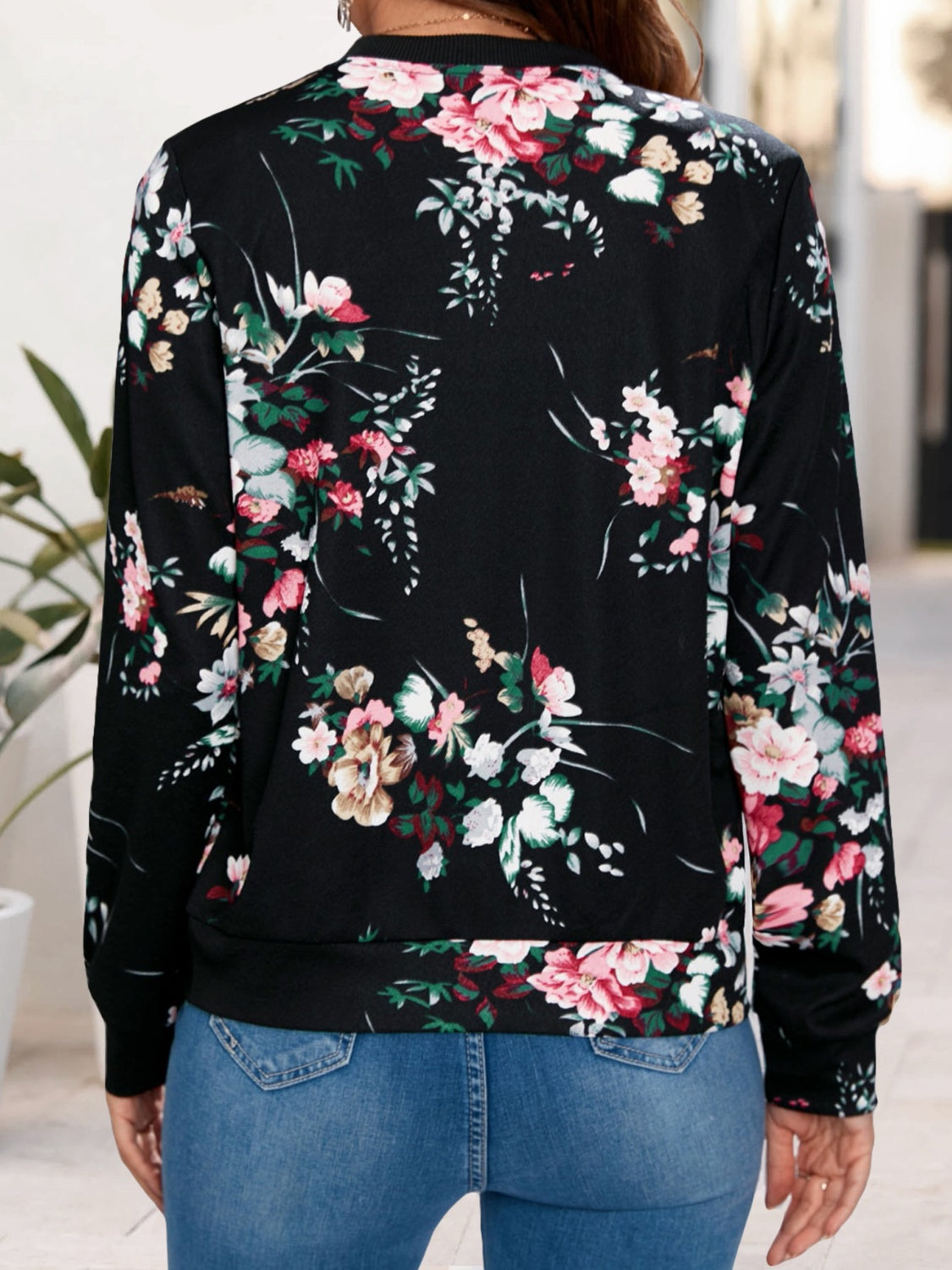 Printed Zip Up Long Sleeve Jacket