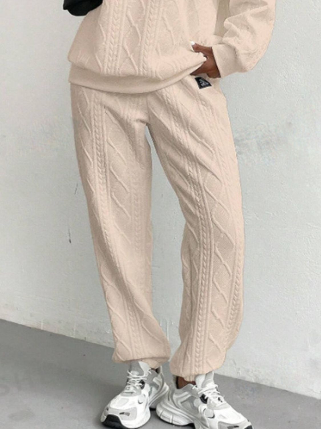 Textured Round Neck Long Sleeve Top and Pants Set